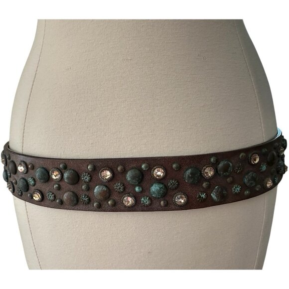 Streets Ahead Belt Women Large Studs Italian Leather Ribel Italy Buckle Western main image 5